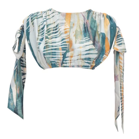 Andrea Iyamah HALIMA ABSTRACT BARK CROPPED TOP - Picture 1 of 4